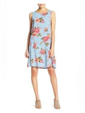 BeachLunchLounge Floral Love Carrie Dress Women’s Small Blue Pink Sleeveless